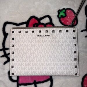 Michael Kors Silver Studded Logo Wristlet